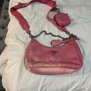 Pink prada redition 2005 nylon crossbody